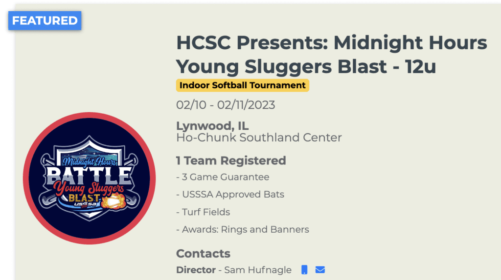 HCSC Presents: Midnight Hours Young Sluggers Blast - 12u
