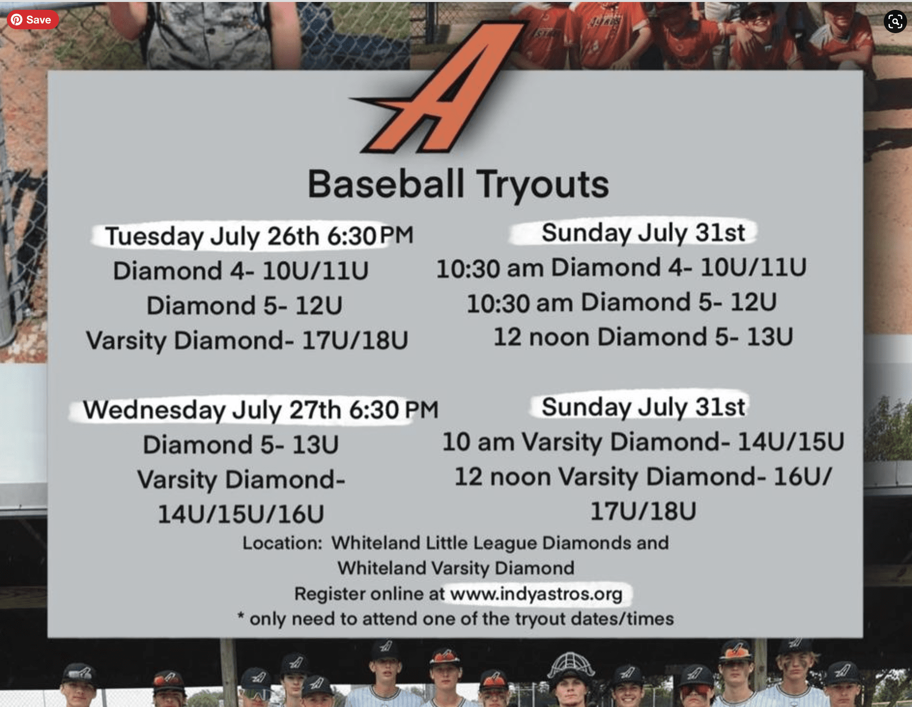 Indiana Astros 2024 Baseball Tryout