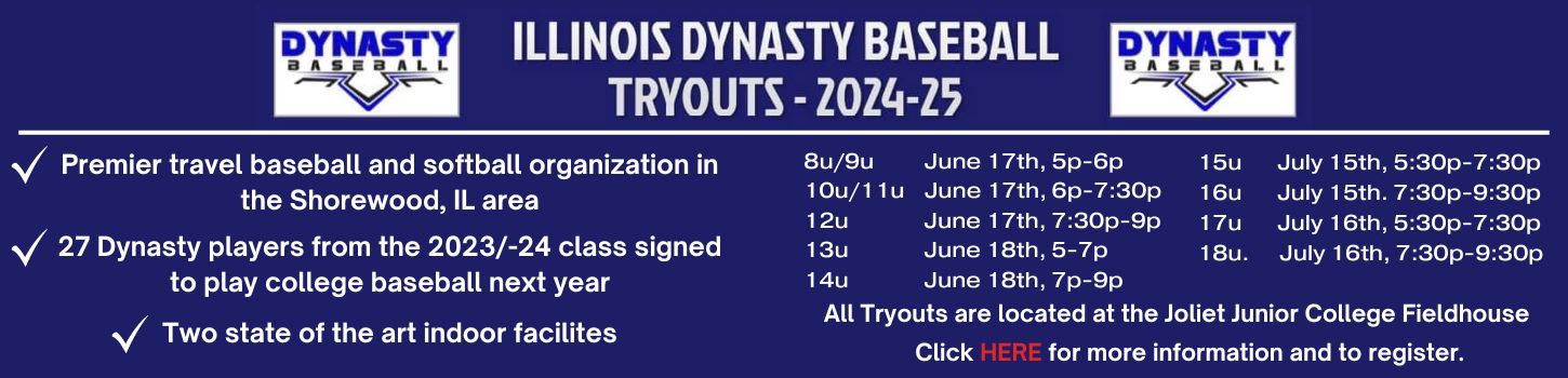 Illinois Dynasty 2025 Baseball Tryouts Shorewood IL