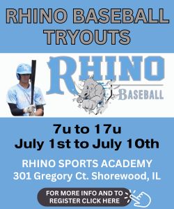 Rhino Travel Baseball 7u to 17u tryouts Shorewood IL