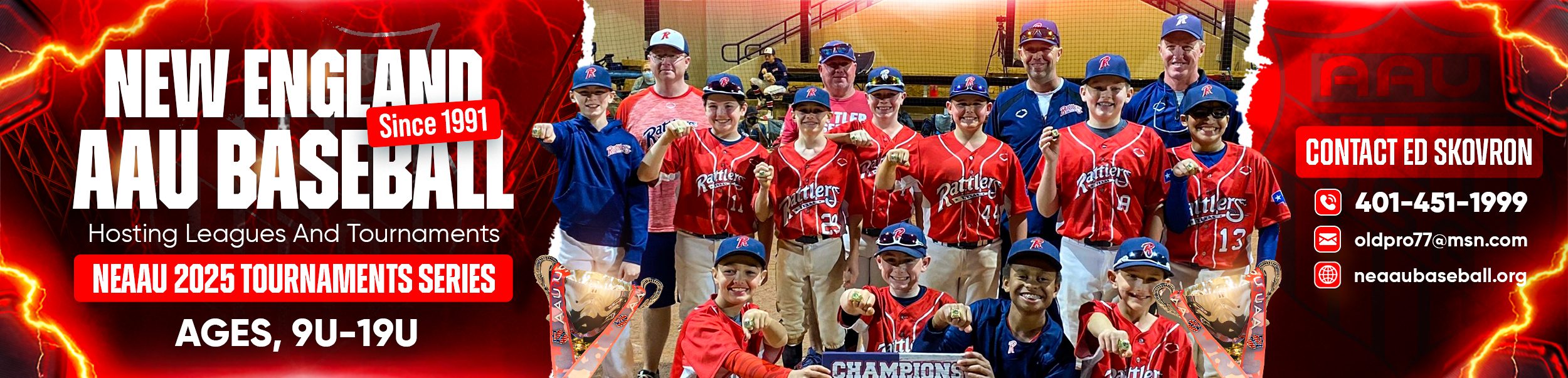 New England AAU Baseball NEAAU 2025 Tournament Series Ages 9u to 19u