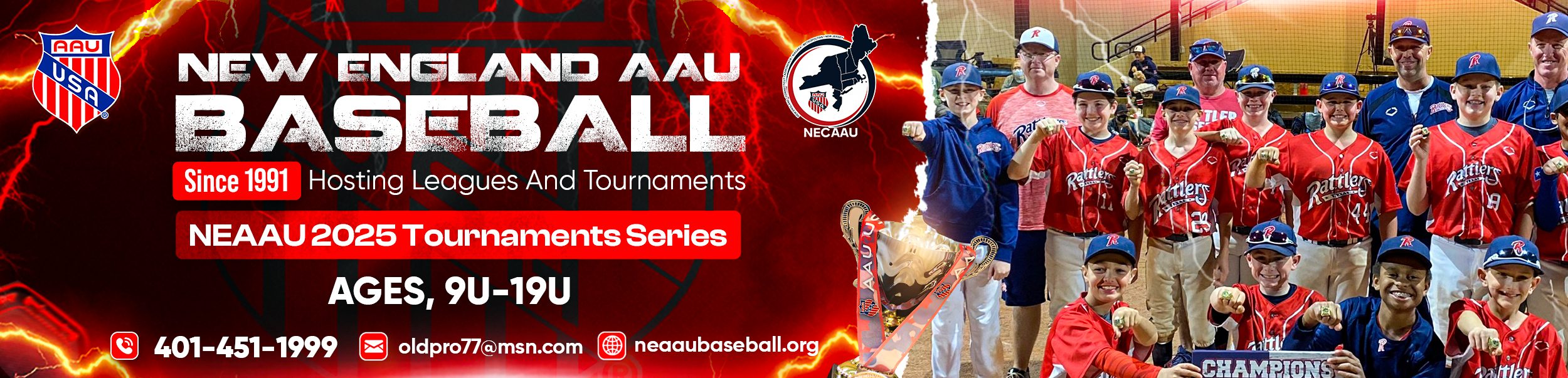 New England AAU Baseball NEAAU 2025 Tournament Series Ages 9u to 19u