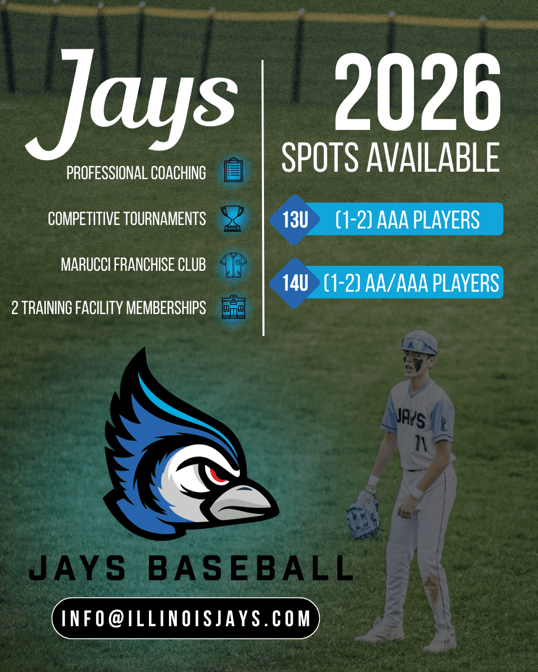 Jays Baseball looking for high school baseball players.