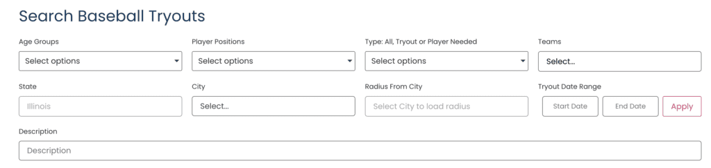 Featured tryouts on BaseballConnected