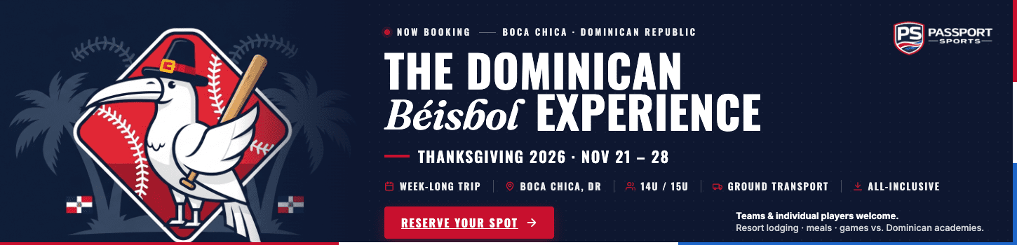 Passport Sports Thanksgiving baseball tournaments in the Dominican Republic.